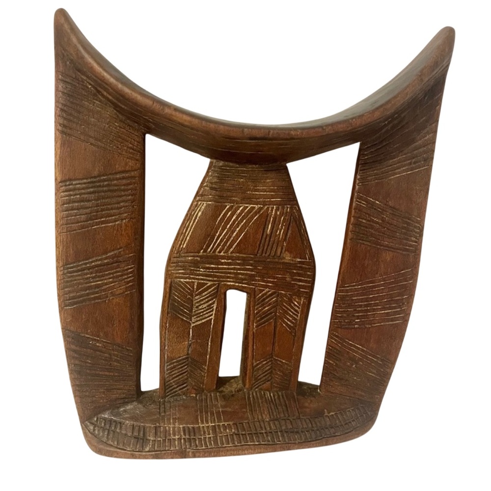 Tribal Wooden Carved Head Rest Neck Rest Pillow South African Vintage Collector